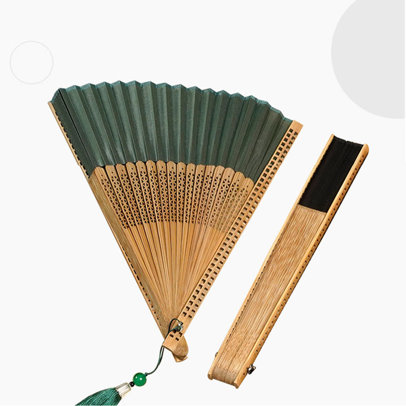 Bamboo Silk Hand Fan - 23 cm Folded, Elegant Design for Weddings, view 2