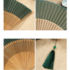 Bamboo Silk Hand Fan - 23 cm Folded, Elegant Design for Weddings, view 22