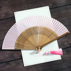 Bamboo Silk Hand Fan - 23 cm Folded, Elegant Design for Weddings, view 3