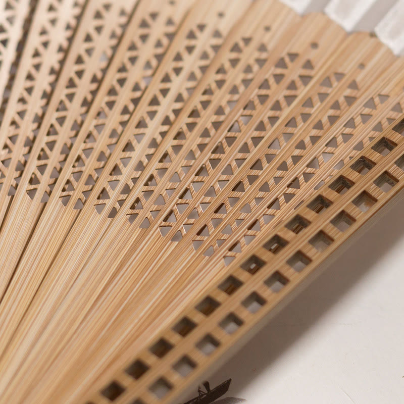 Bamboo Silk Hand Fan - 23 cm Folded, Elegant Design for Weddings, view 8