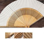 Bamboo Silk Hand Fan - 23 cm Folded, Elegant Design for Weddings, view 9