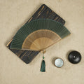 Bamboo Silk Hand Fan - 23 cm Folded, Elegant Design for Weddings