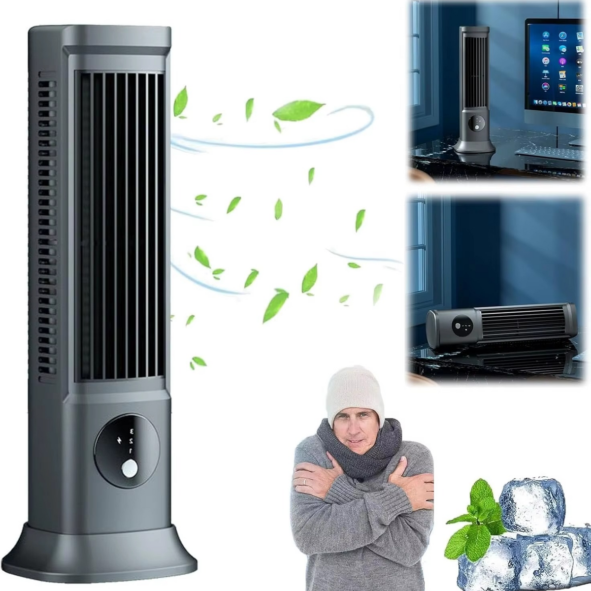 Portable Air Conditioner for Bedroom and Office - 3-Speed, Quiet, Compact 1.5 lb