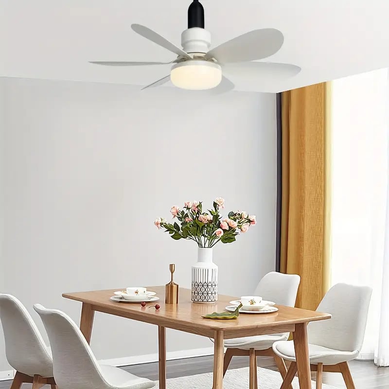 2-in-1 Portable Ceiling Fan and LED Light with Remote - E27 Socket, White, view 14