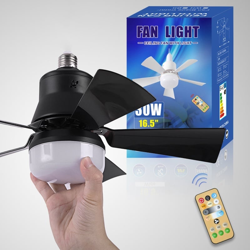 2-in-1 Portable Ceiling Fan and LED Light with Remote - E27 Socket, White, view 17