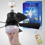 2-in-1 Portable Ceiling Fan and LED Light with Remote - E27 Socket, White, view 18