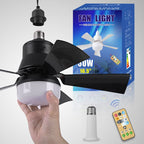 2-in-1 Portable Ceiling Fan and LED Light with Remote - E27 Socket, White, view 19