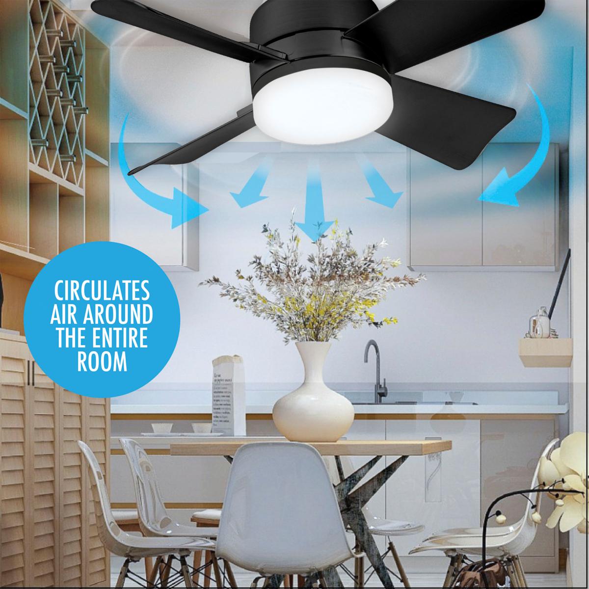 2-in-1 Portable Ceiling Fan and LED Light with Remote - E27 Socket, White, view 6