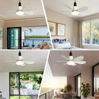 2-in-1 Portable Ceiling Fan and LED Light with Remote - E27 Socket, White, view 8