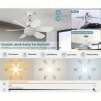 2-in-1 Portable Ceiling Fan and LED Light with Remote - E27 Socket, White, view 9