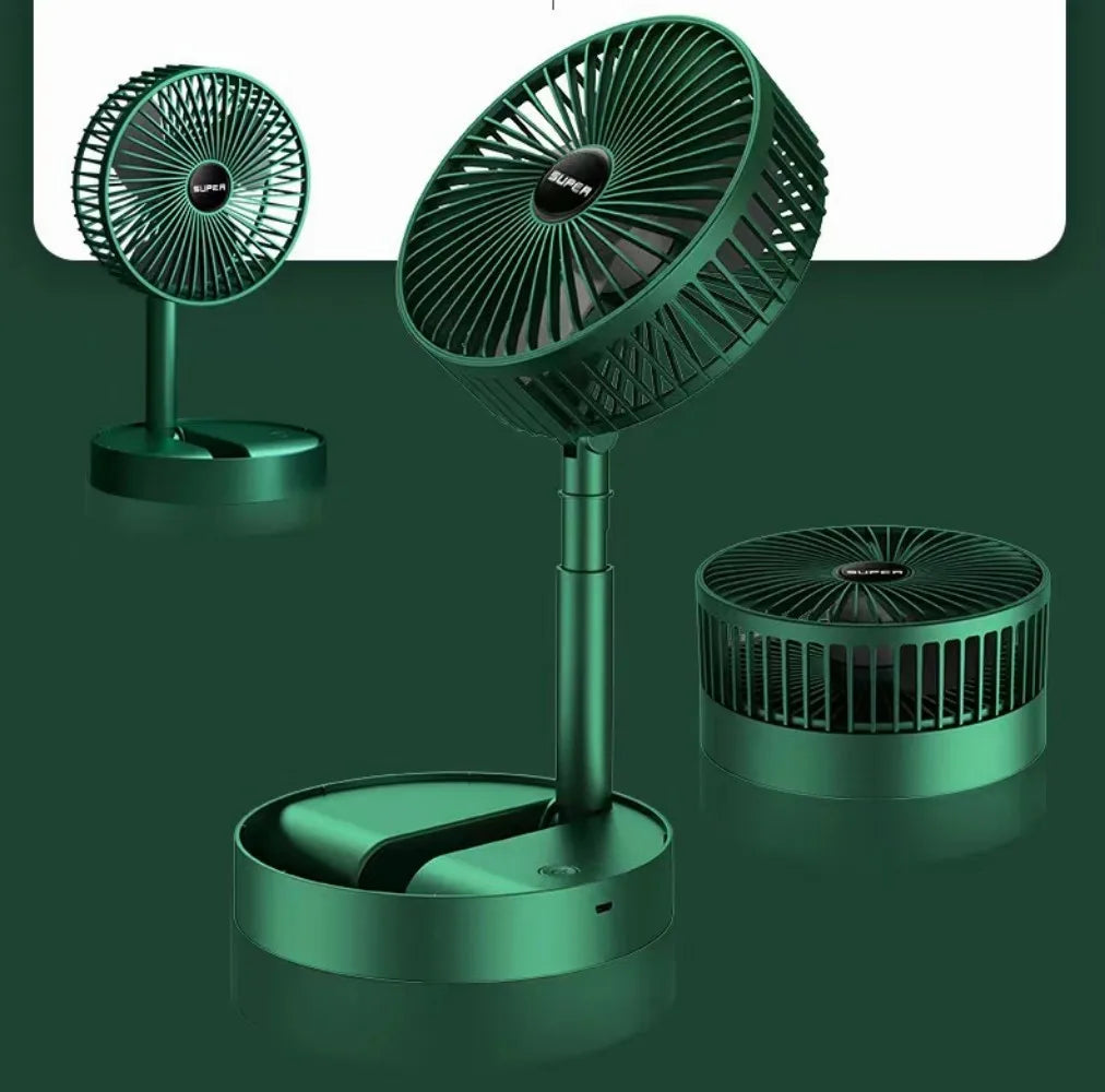 Portable 6-Inch Folding Stand Fan - USB Rechargeable, Adjustable Height, view 2