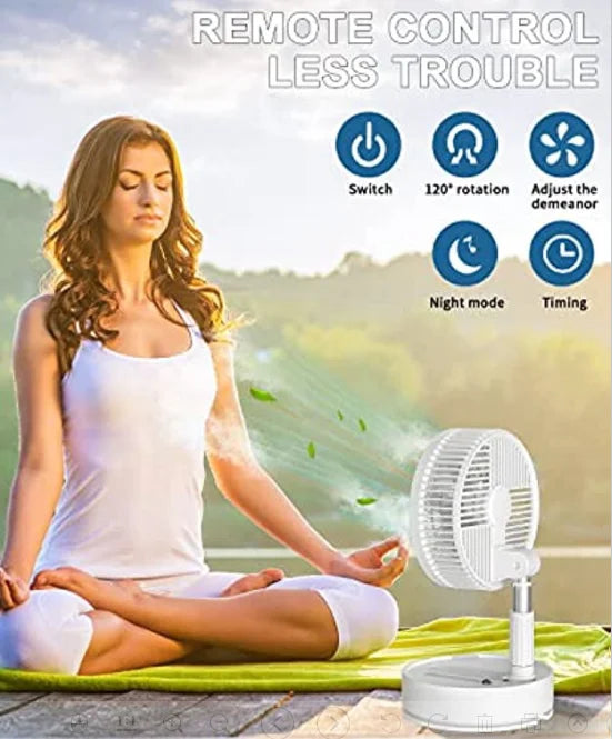 Portable 6-Inch Folding Stand Fan - USB Rechargeable, Adjustable Height, view 3