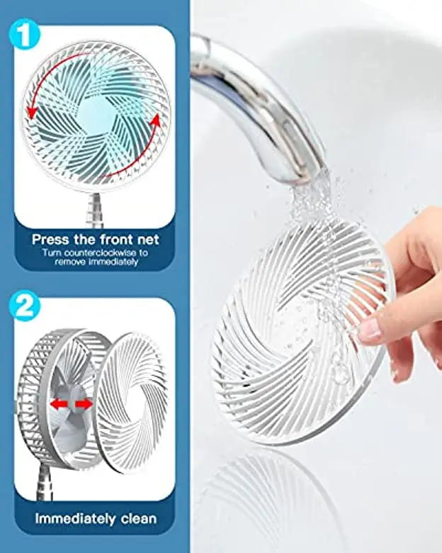 Portable 6-Inch Folding Stand Fan - USB Rechargeable, Adjustable Height, view 4