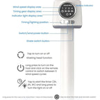 Rechargeable Air Circulation Standing Fan - Remote, Timer, Night Light, Type-C, view 19