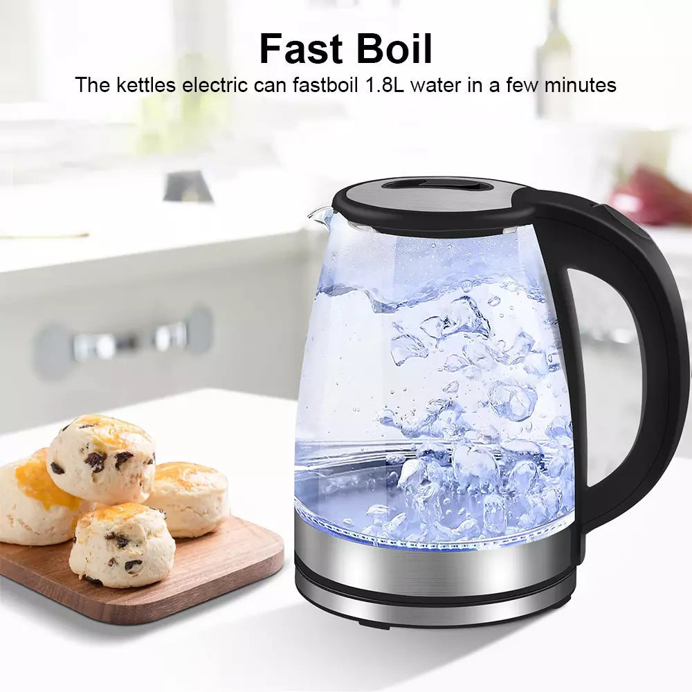 Electric Kettle for Kitchen - 1.8L, 3000W, Borosilicate Glass, LED Light, view 3