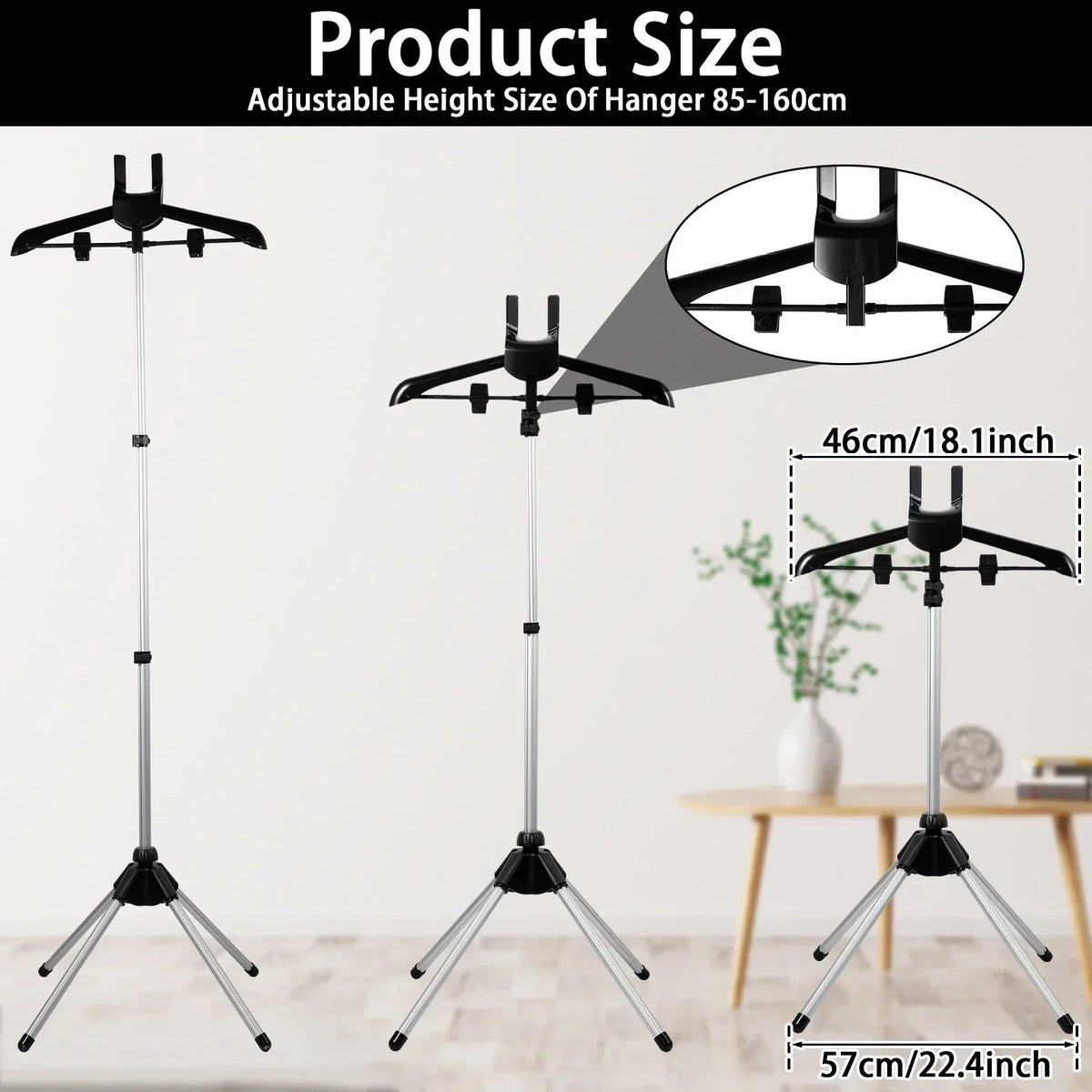 Adjustable Telescope Steam Stand for Clothing - Foldable, 85-160 cm Height, view 2