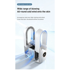 Bladeless Portable Mini Air Conditioner Fan - 6 Speeds, Blue, for Small Rooms, view 3