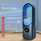 Bladeless Portable Mini Air Conditioner Fan - 6 Speeds, Blue, for Small Rooms