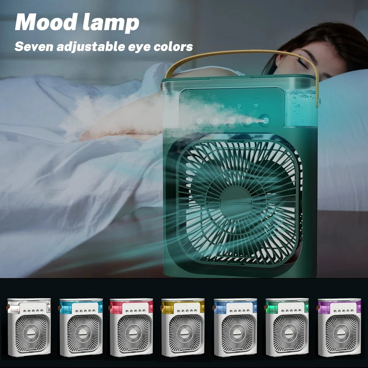 3-in-1 Portable Air Cooler with Humidifier and LED Night Lights - 600ml USB, view 6