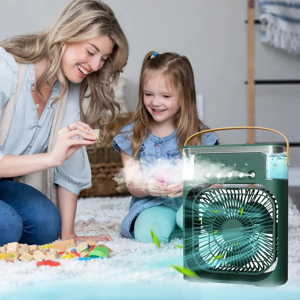 3-in-1 Portable Air Cooler with Humidifier and LED Night Lights - 600ml USB, view 8