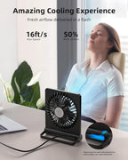 Ultra Quiet Small Desk Fan - USB Powered, 3 Speeds, Black, view 4