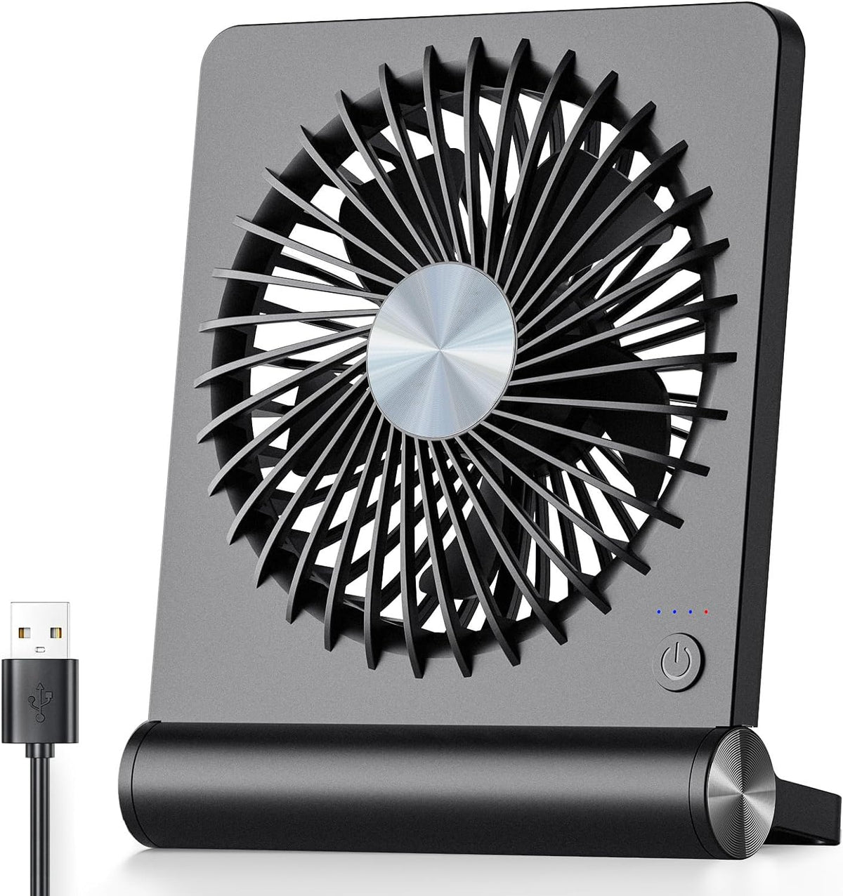 Ultra Quiet Small Desk Fan - USB Powered, 3 Speeds, Black