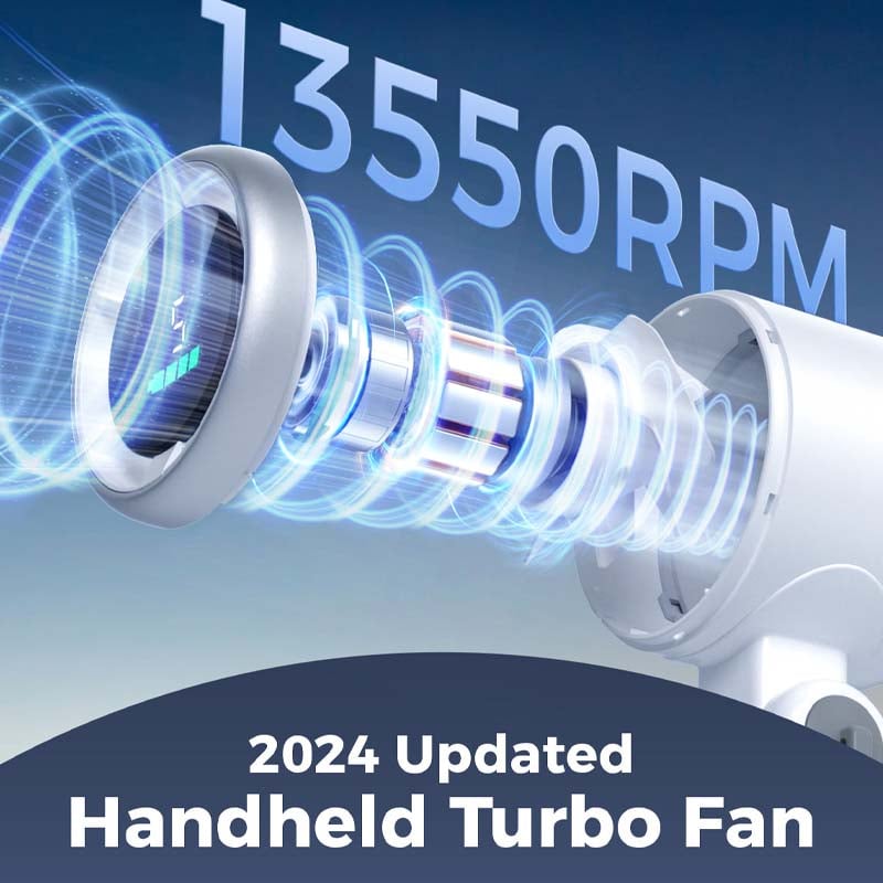 Hand Folding High-Speed Turbine Fan - 5 Speed, Usb-C Rechargeable, view 10