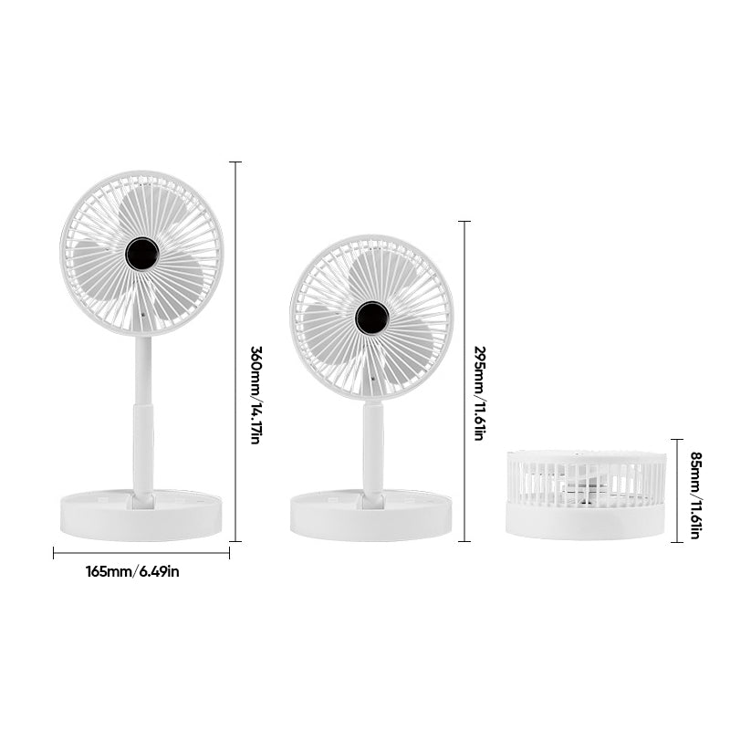Telescopic Folding Fan - USB Rechargeable, Aluminium Alloy, 2000mAh Battery, view 14