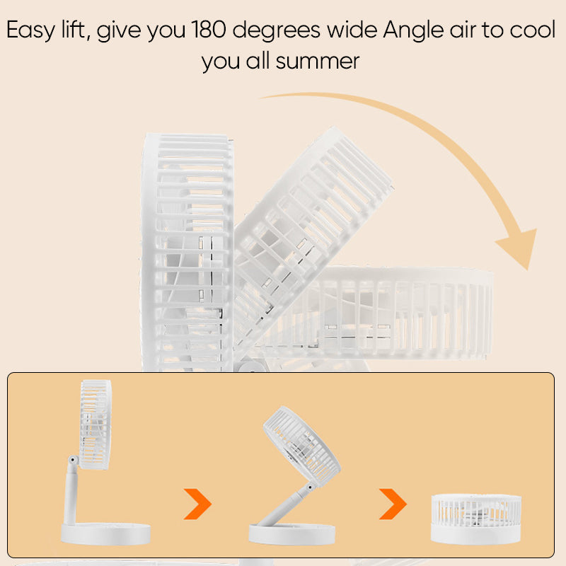Telescopic Folding Fan - USB Rechargeable, Aluminium Alloy, 2000mAh Battery, view 2
