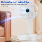 Telescopic Folding Fan - USB Rechargeable, Aluminium Alloy, 2000mAh Battery, view 3