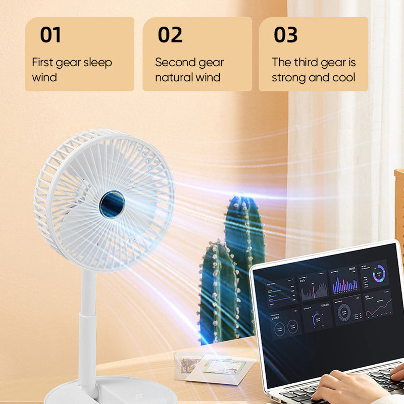 Telescopic Folding Fan - USB Rechargeable, Aluminium Alloy, 2000mAh Battery, view 9