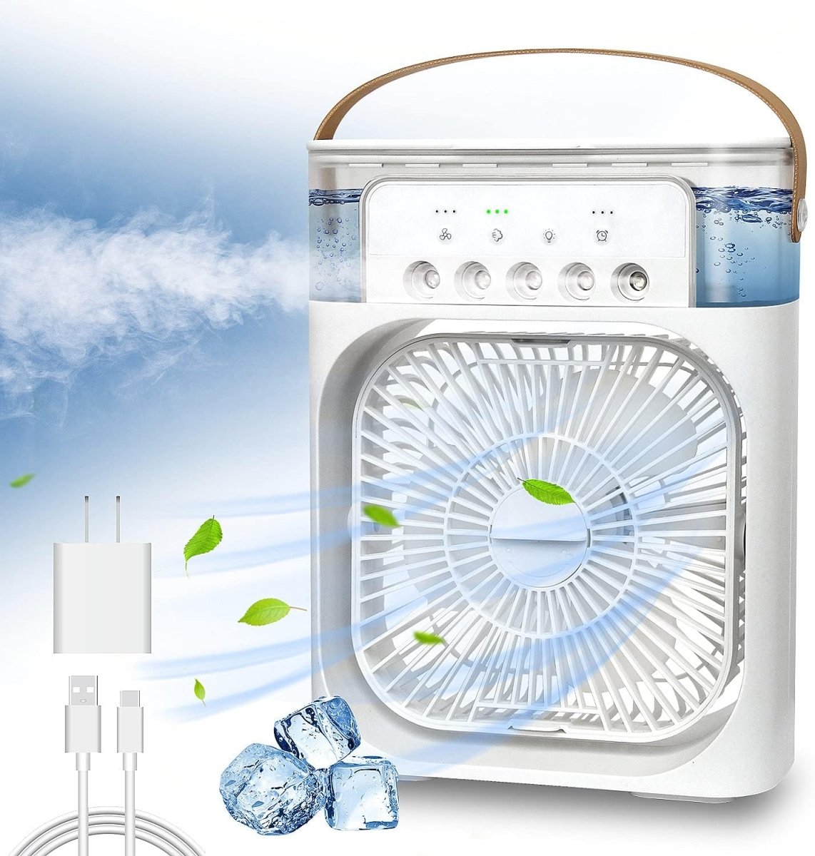Portable HydroCool Fan for Outdoor and Travel - 600ml Water, USB Powered