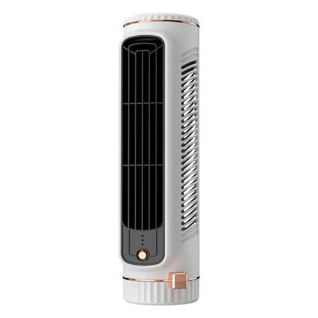 USB Rechargeable Desktop Tower Fan - Ultra-Quiet, 3 Speeds, ABS, White