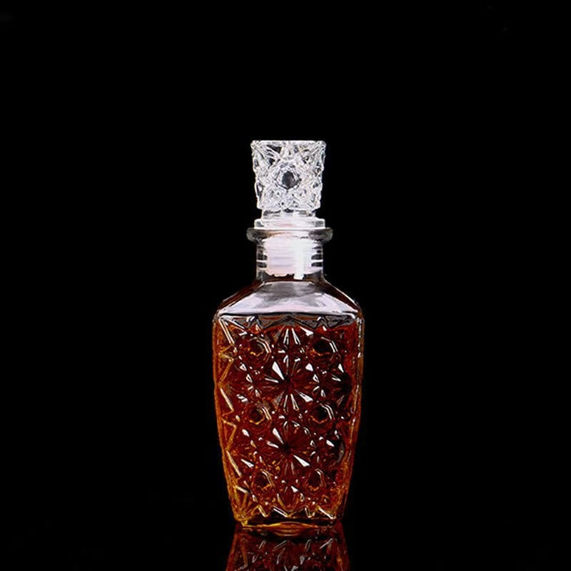 Mini Vintage Glass Decanter - Clear Embossed Glass, 250ml 500ml 800ml, view 12