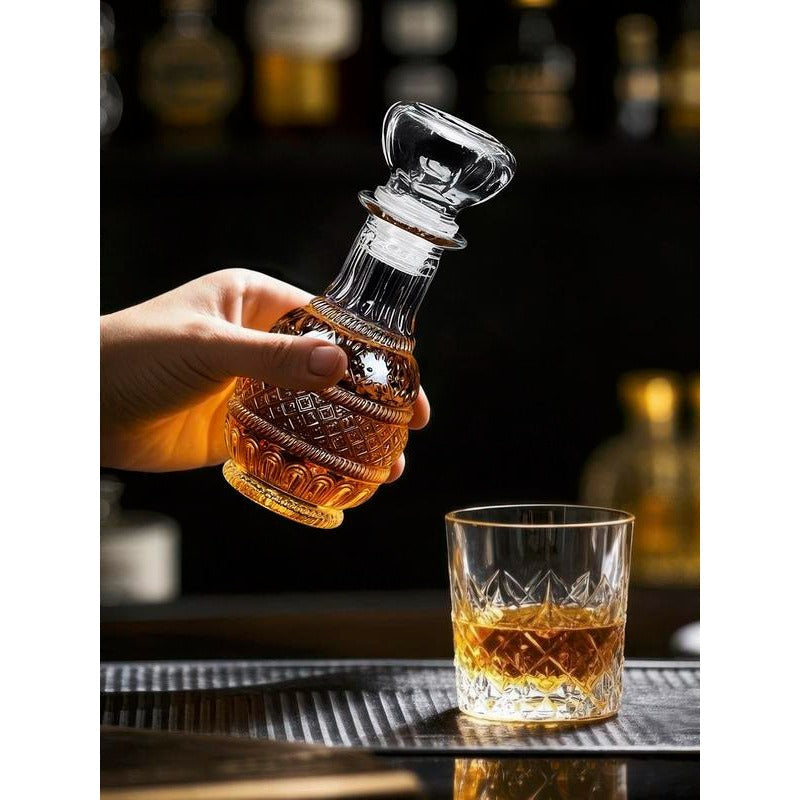 Mini Vintage Glass Decanter - Clear Embossed Glass, 250ml 500ml 800ml, view 3