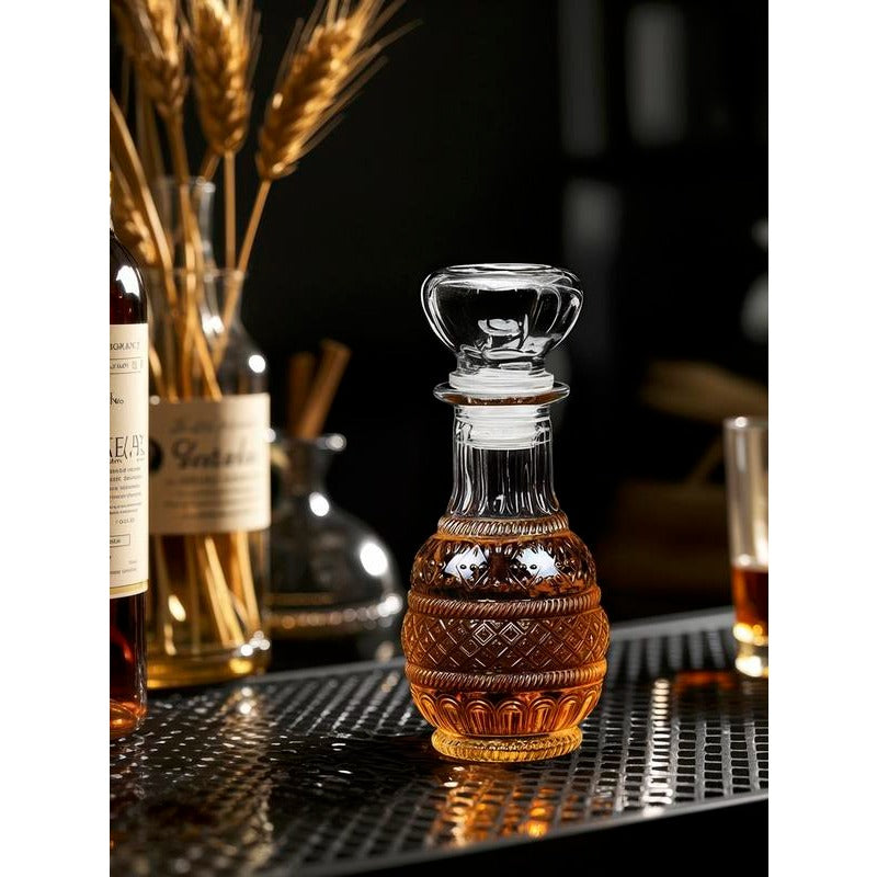 Mini Vintage Glass Decanter - Clear Embossed Glass, 250ml 500ml 800ml, view 5