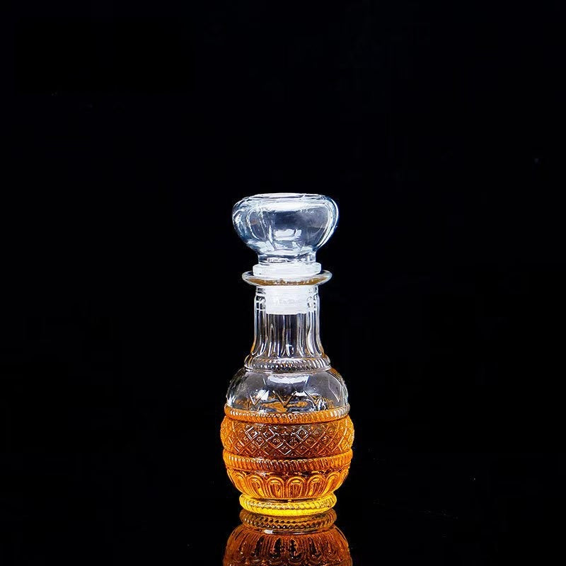 Mini Vintage Glass Decanter - Clear Embossed Glass, 250ml 500ml 800ml