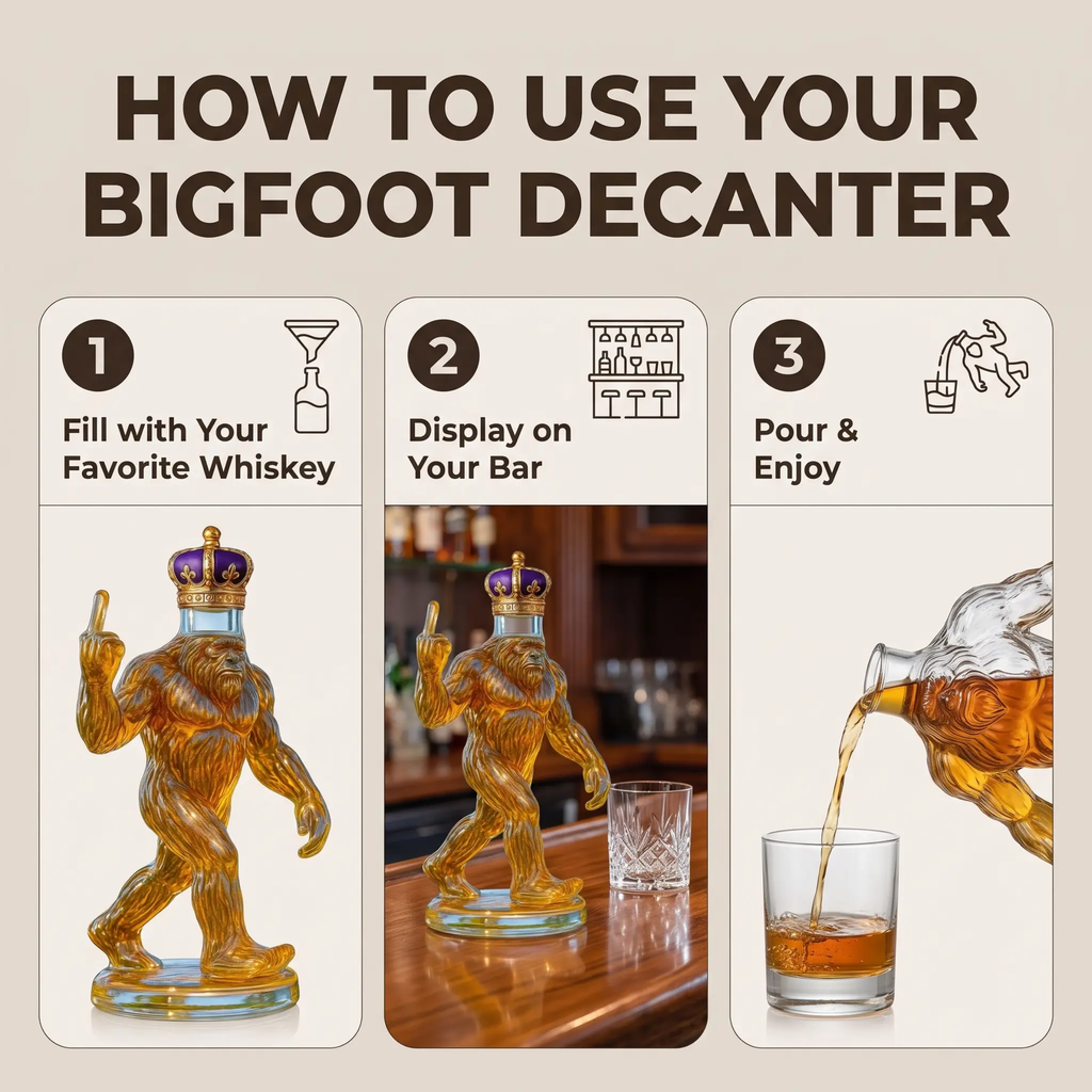 Whiskey Decanter Bigfoot Glass Bottle - 750 ml, Premium Glass, 13 cm Tall, view 5