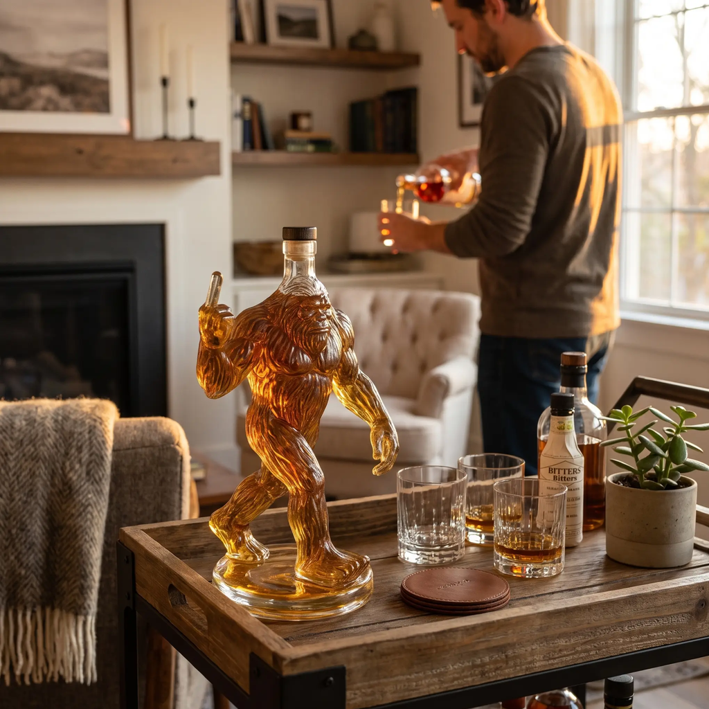 Whiskey Decanter Bigfoot Glass Bottle - 750 ml, Premium Glass, 13 cm Tall, view 8