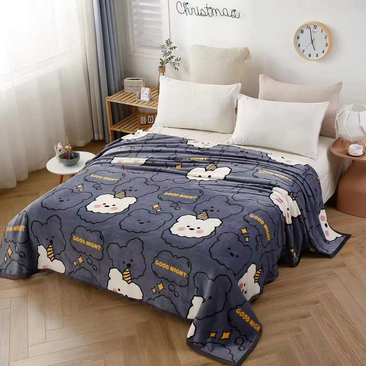 Ladies Cozy Day Bedspread with Cute Cloud Design for Home, view 10