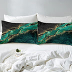 Jade and Gold Marble Duvet Cover Set - Microfibre Blend, Zipper Closure, view 2