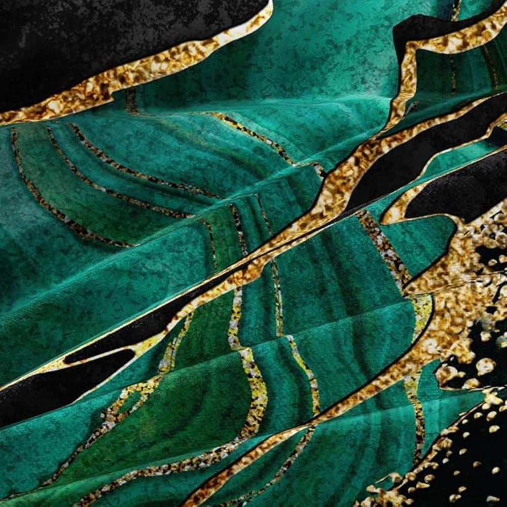 Jade and Gold Marble Duvet Cover Set - Microfibre Blend, Zipper Closure, view 3