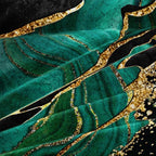 Jade and Gold Marble Duvet Cover Set - Microfibre Blend, Zipper Closure, view 3