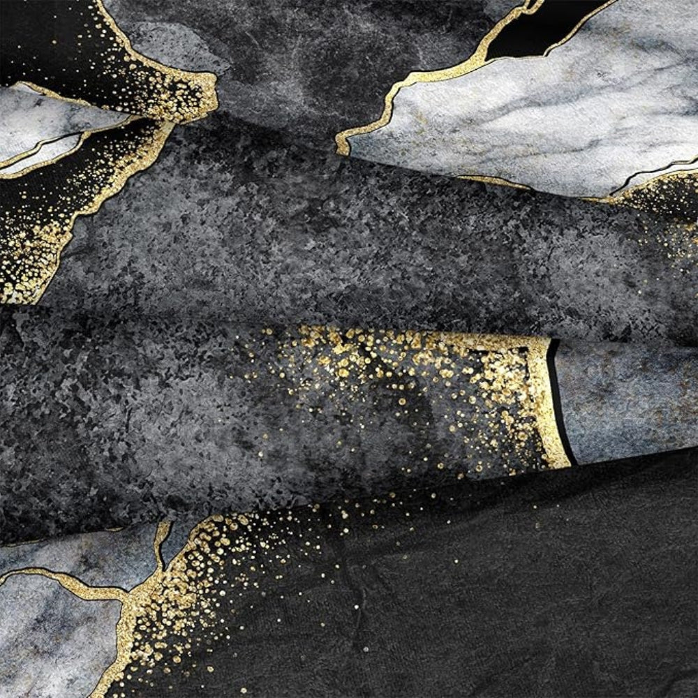 Jade and Gold Marble Duvet Cover Set - Microfibre Blend, Zipper Closure, view 4