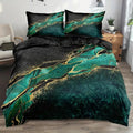 Jade and Gold Marble Duvet Cover Set - Microfibre Blend, Zipper Closure, view 5
