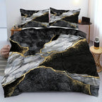 Jade and Gold Marble Duvet Cover Set - Microfibre Blend, Zipper Closure, view 6