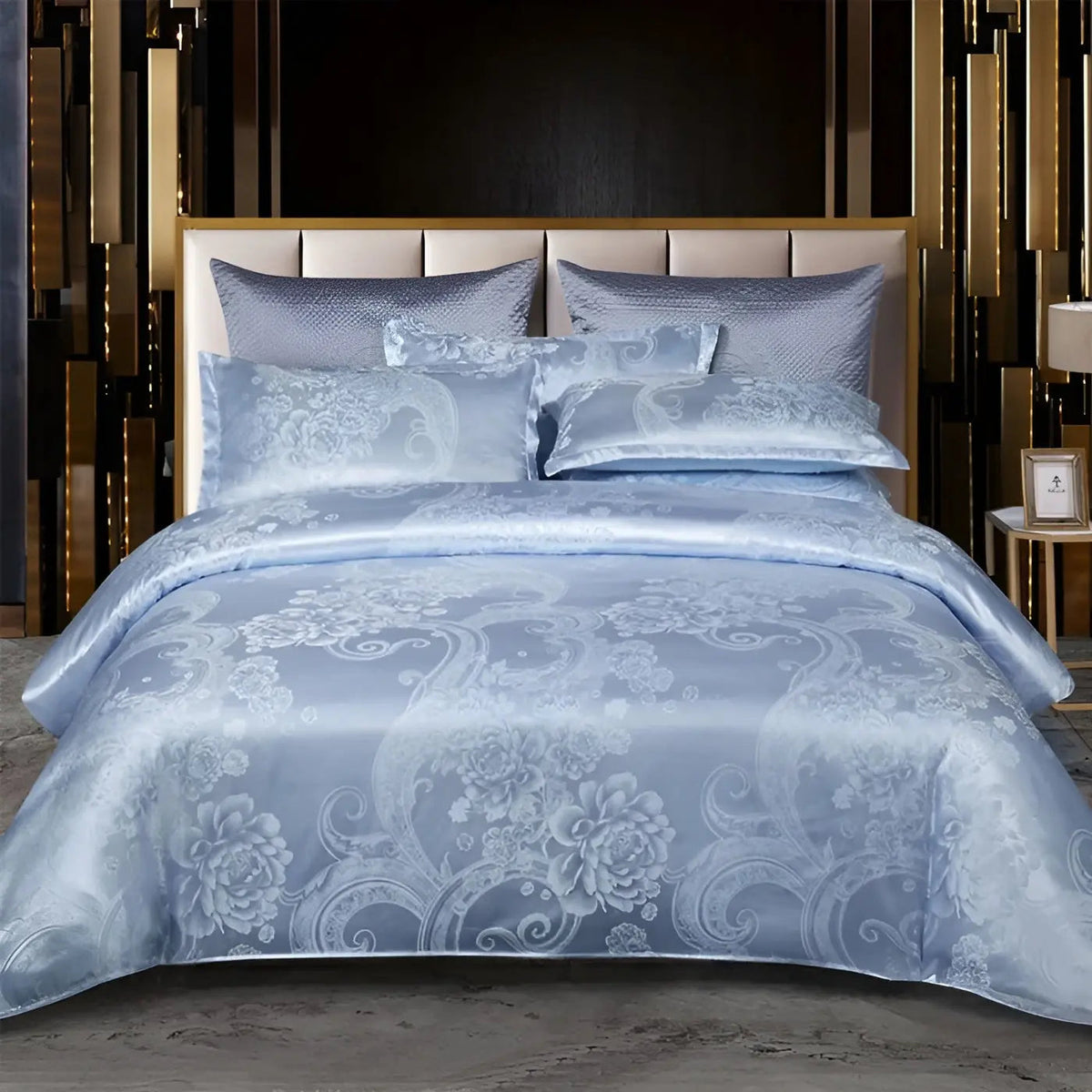 Satin Jacquard Duvet Cover for Luxury Bedroom - Double, Queen, King Sizes, view 10