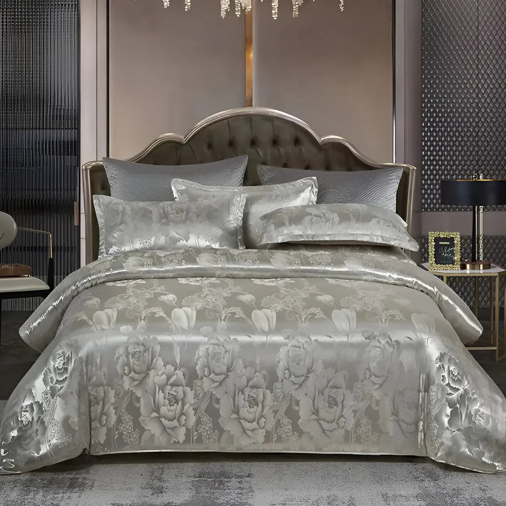 Satin Jacquard Duvet Cover for Luxury Bedroom - Double, Queen, King Sizes, view 13
