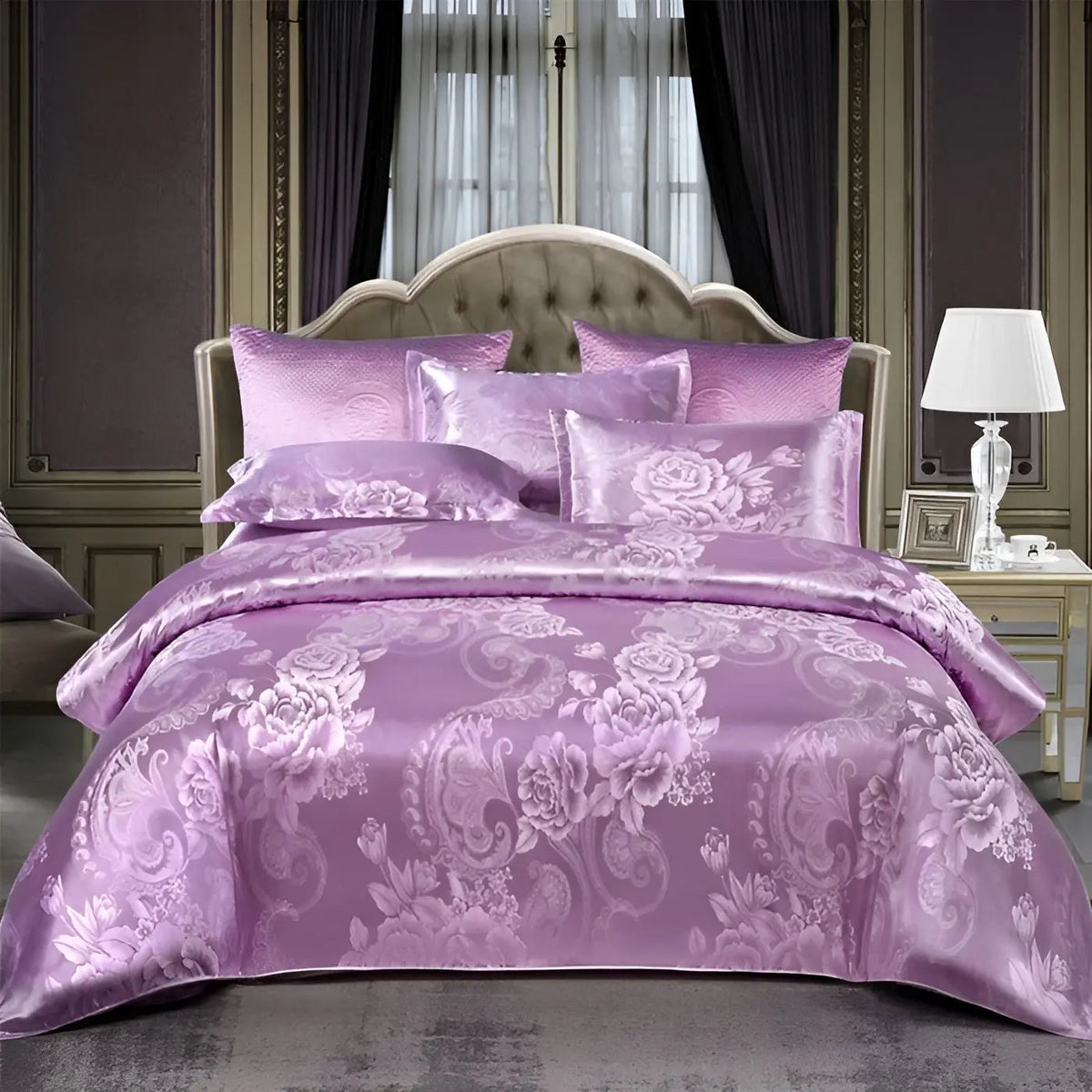 Satin Jacquard Duvet Cover for Luxury Bedroom - Double, Queen, King Sizes, view 17