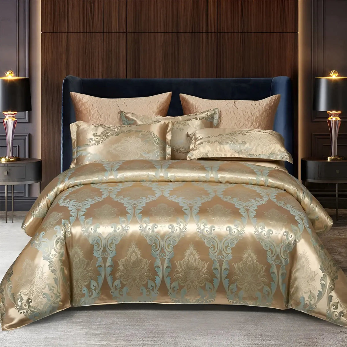 Satin Jacquard Duvet Cover for Luxury Bedroom - Double, Queen, King Sizes, view 18